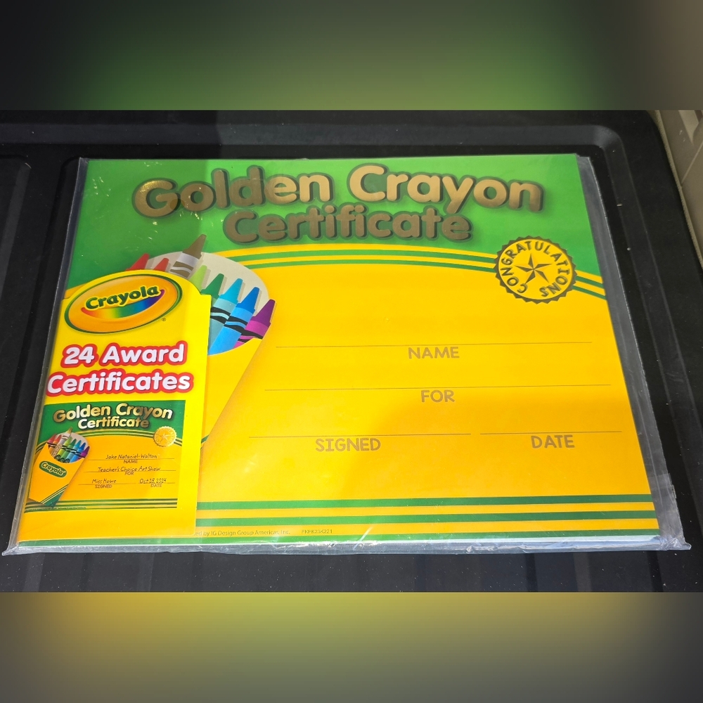 Crayola Golden Crayon Certificate Awards 8"x10" 24 Ct NEW Sealed Good Behavior